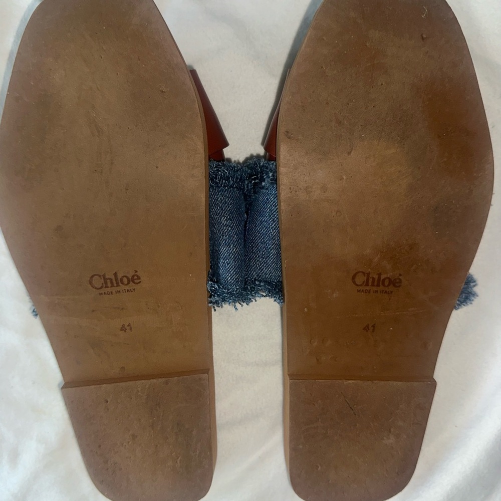 Chloe Brown and Blue Sandals with Denim Strap - Picture 4 of 4